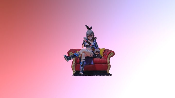 Silver Wolf Figurine 3D Model