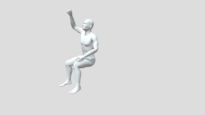 Cheering While Sitting 3D Model