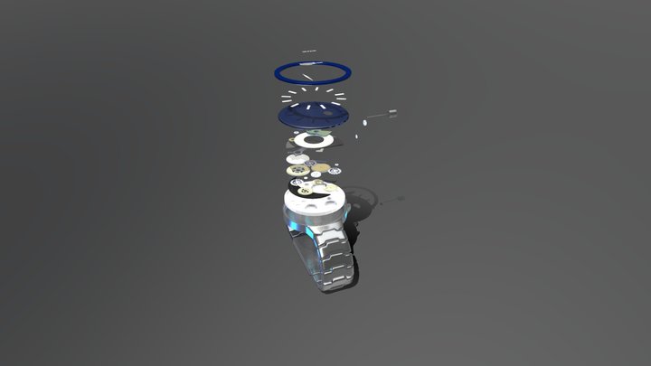 blue watch with inside 3D Model