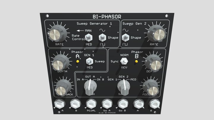 EuroRack 28HP Bi-Phasor 3D Model