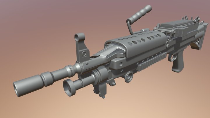 M249 LMG - Light Machine Gun 3D Model