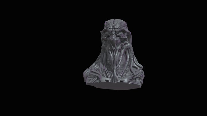 Serpent Alien Bust. 3D Model