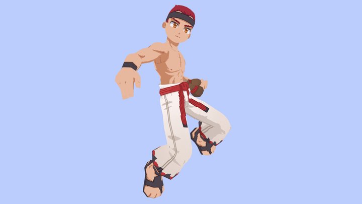 Pixel Anime Martial Artist 1 3D Model