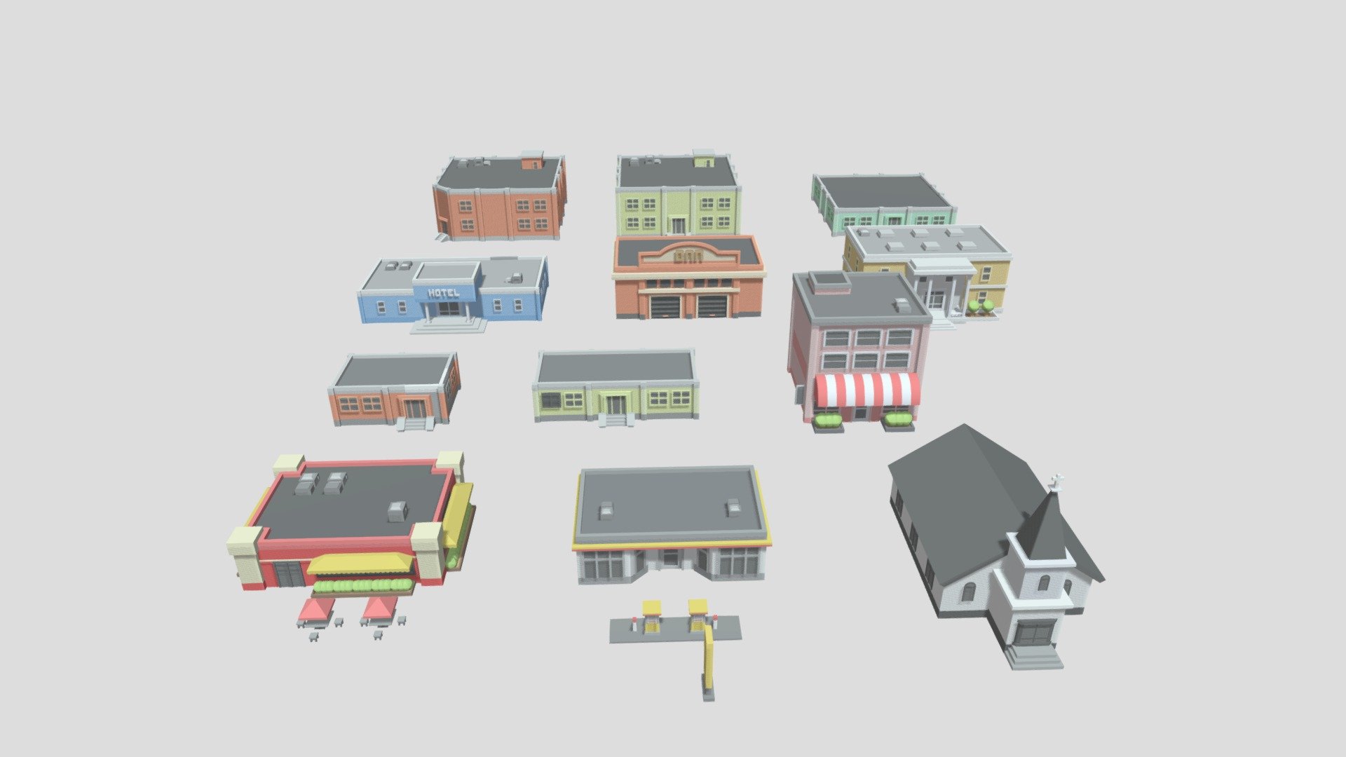 [Free] Buildings Low Poly - Download Free 3D Model By GraphOrigin ...