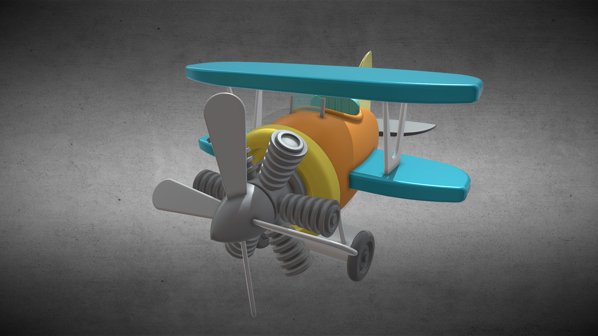 3D model Toy Plane - This is a 3D model of the Toy Plane. The 3D model is about a toy airplane on a grey surface.