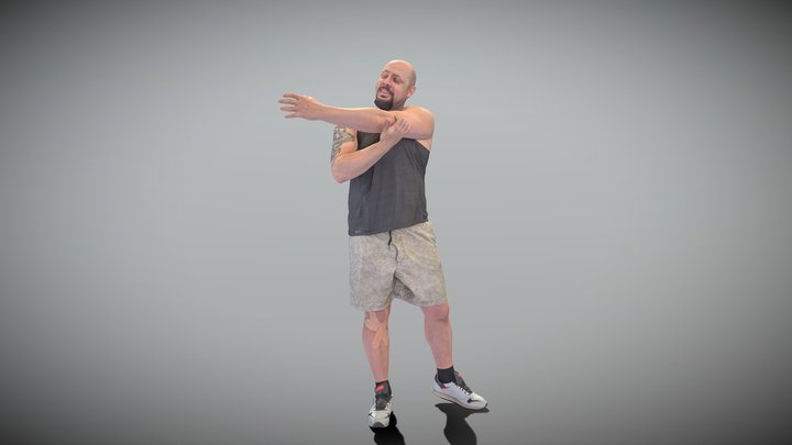 Bald man working out 433 3D Model