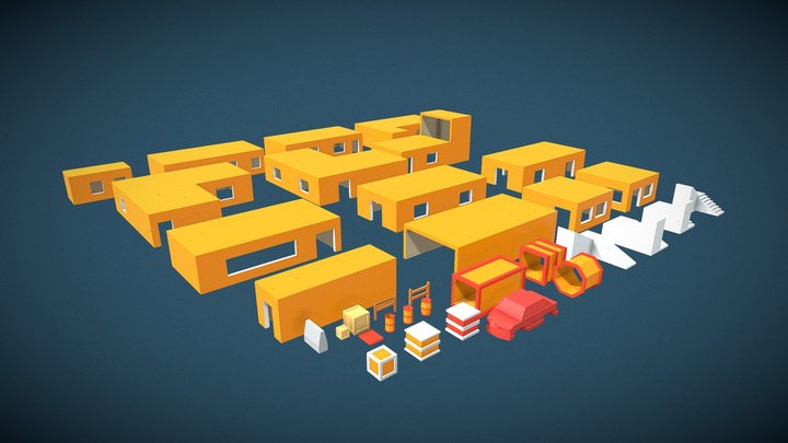 LowPoly | Buildings | Pack | Optimized 3D Model