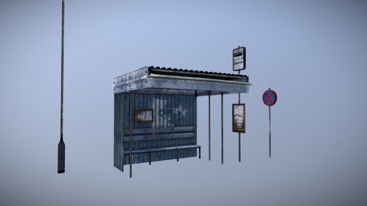 Abandoned Bus Stop 3D Model