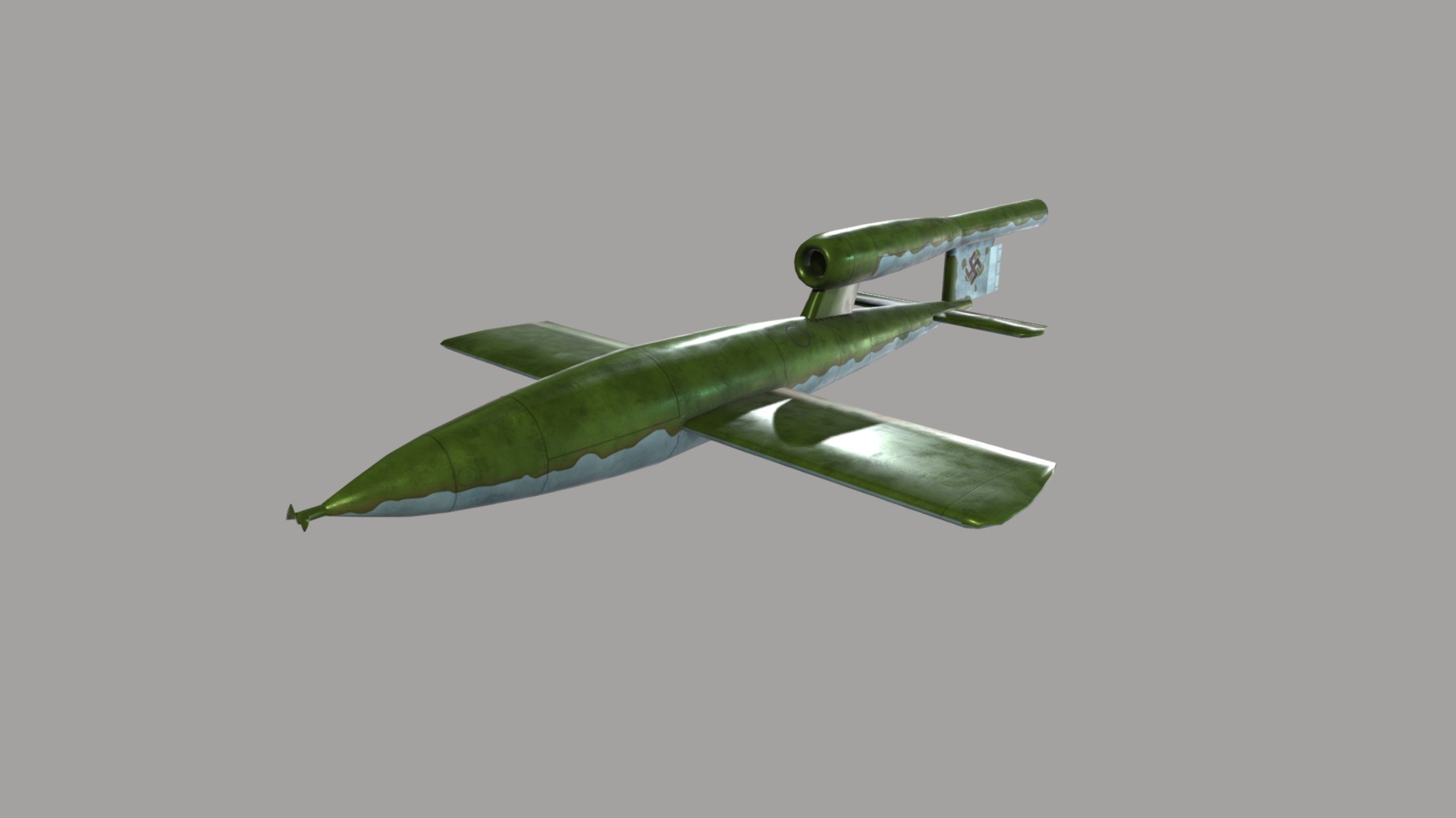 3D model V1 Blend - This is a 3D model of the V1 Blend. The 3D model is about a green model airplane.