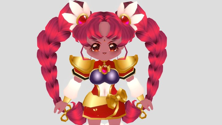 Xiaoran - Fire Magical Girl for my Game 3D Model