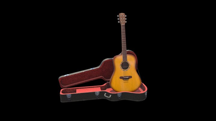 Guitar & Guitar Case 3D Model