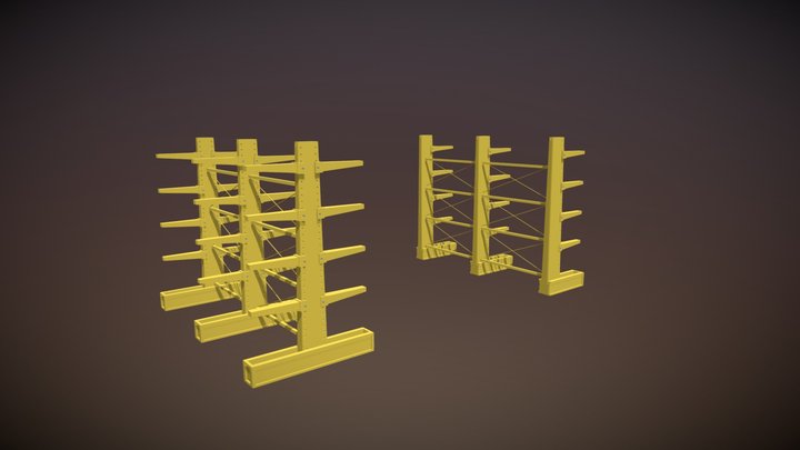 GAME-READY Industrial Cantilever SHELVES 3D Model
