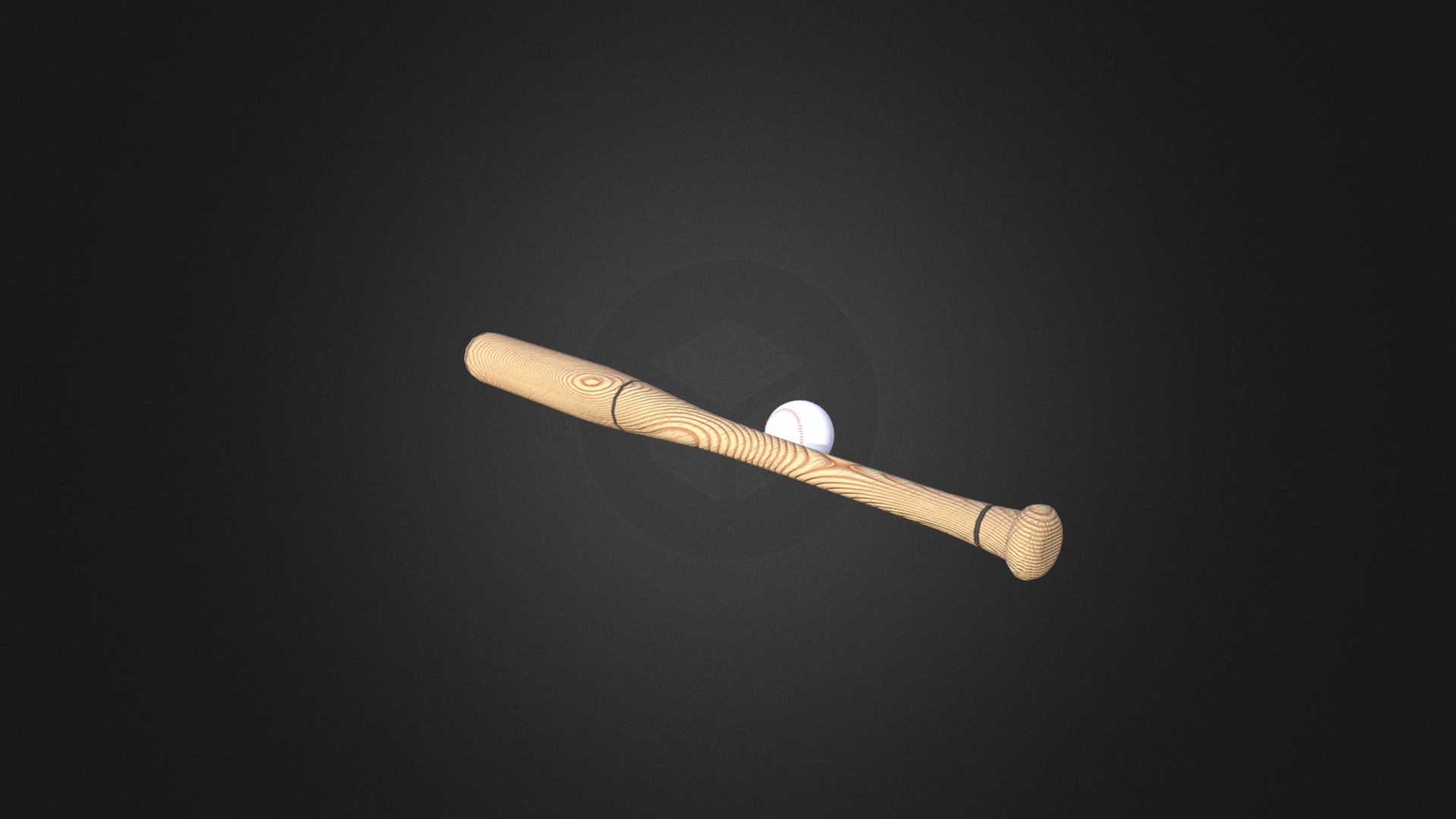 3D model Baseball Bat and a Ball - This is a 3D model of the Baseball Bat and a Ball. The 3D model is about a light bulb on a black background.