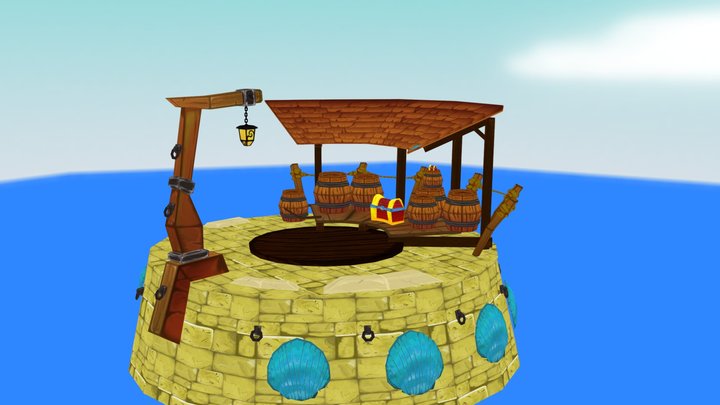 Treasure in the middle of the sea 3D Model