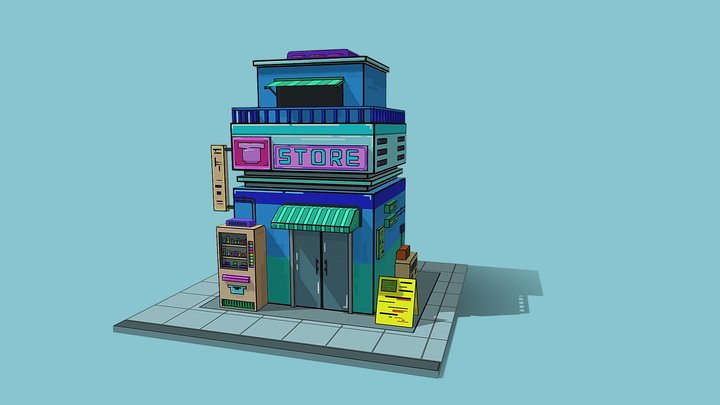 3D Model Low-poly Pixel Art House 3D Model