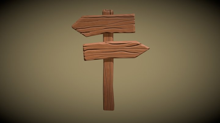 Gameready PBR Stylized Signpost 3D Model