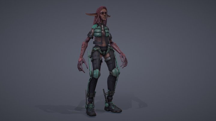 Sci-Fi Elf Orc in pose 3D Model
