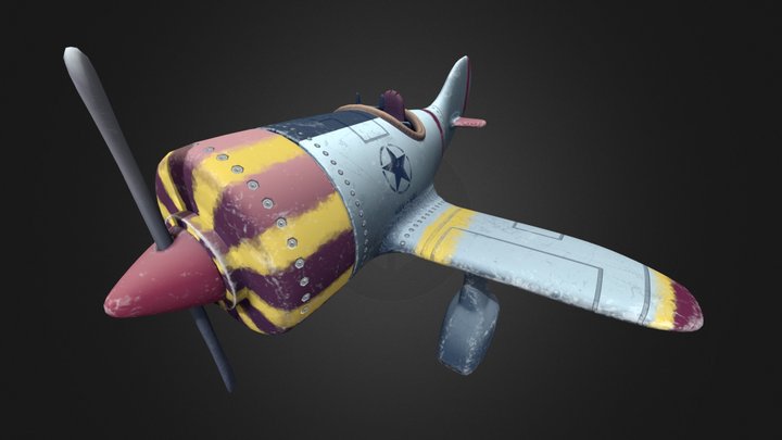 Stylized Cartoon Airplane 3D Model