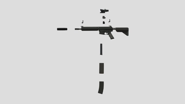 Low Poly M4A1 3D Model
