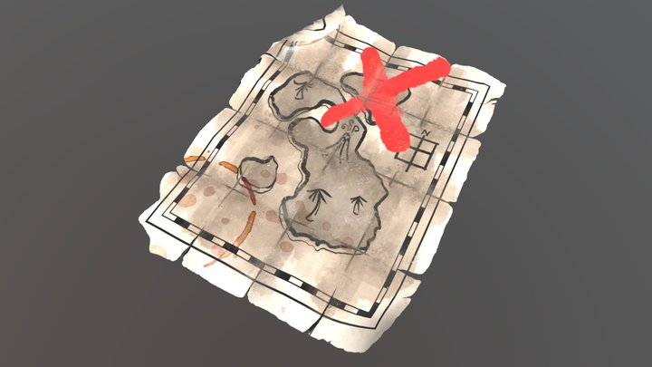 Pirate Treasure Map 3D Model