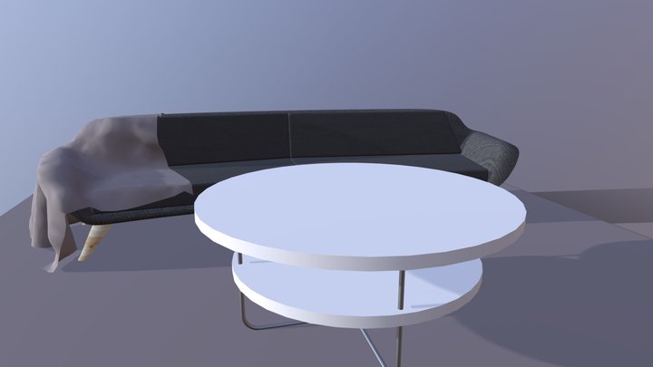 Soffa med filt och bord 3D Model