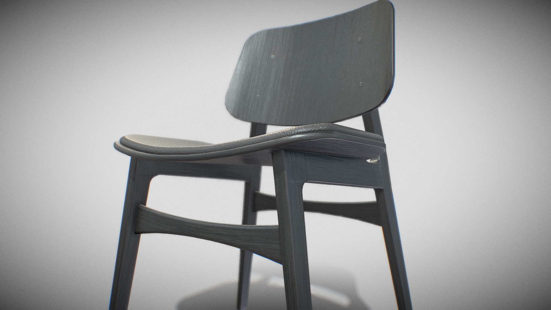 3D model Soborg Chair-3051-black lacquered and leather - This is a 3D model of the Soborg Chair-3051-black lacquered and leather. The 3D model is about a chair with a cushion.