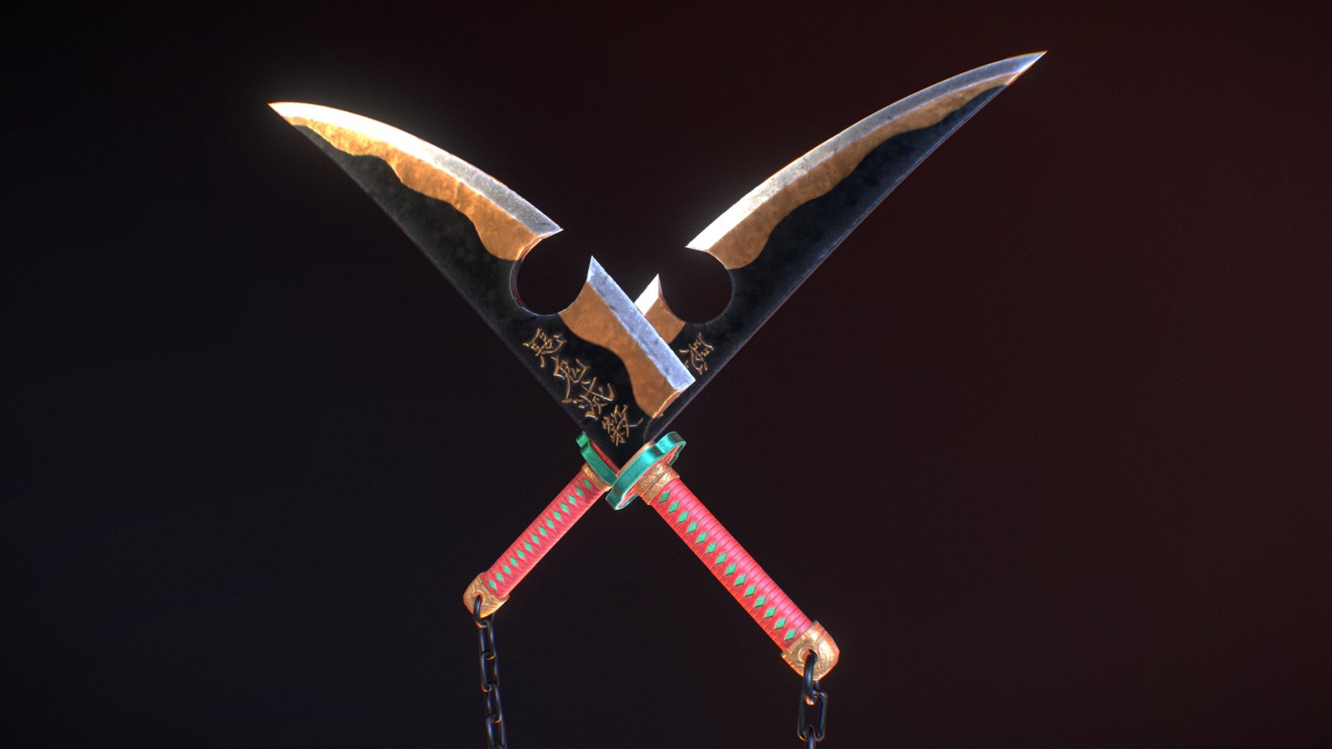 Tengen Uzui Nichirin Blades - 3D Model By Quantumworx (@ruckusquantum ...