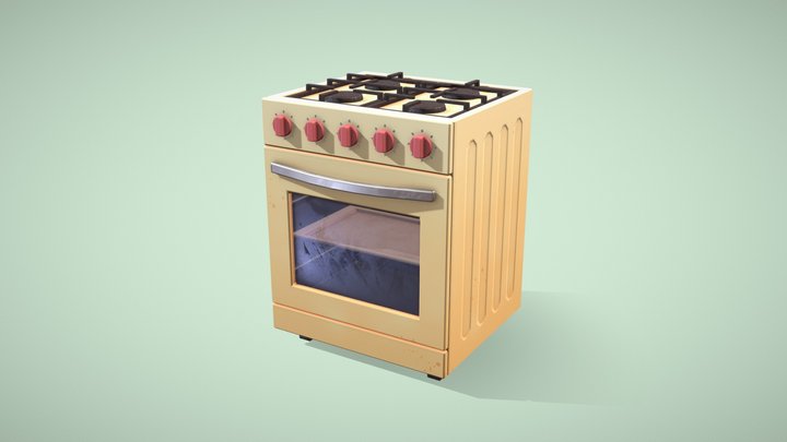 Stylized kitchen stove 3D Model