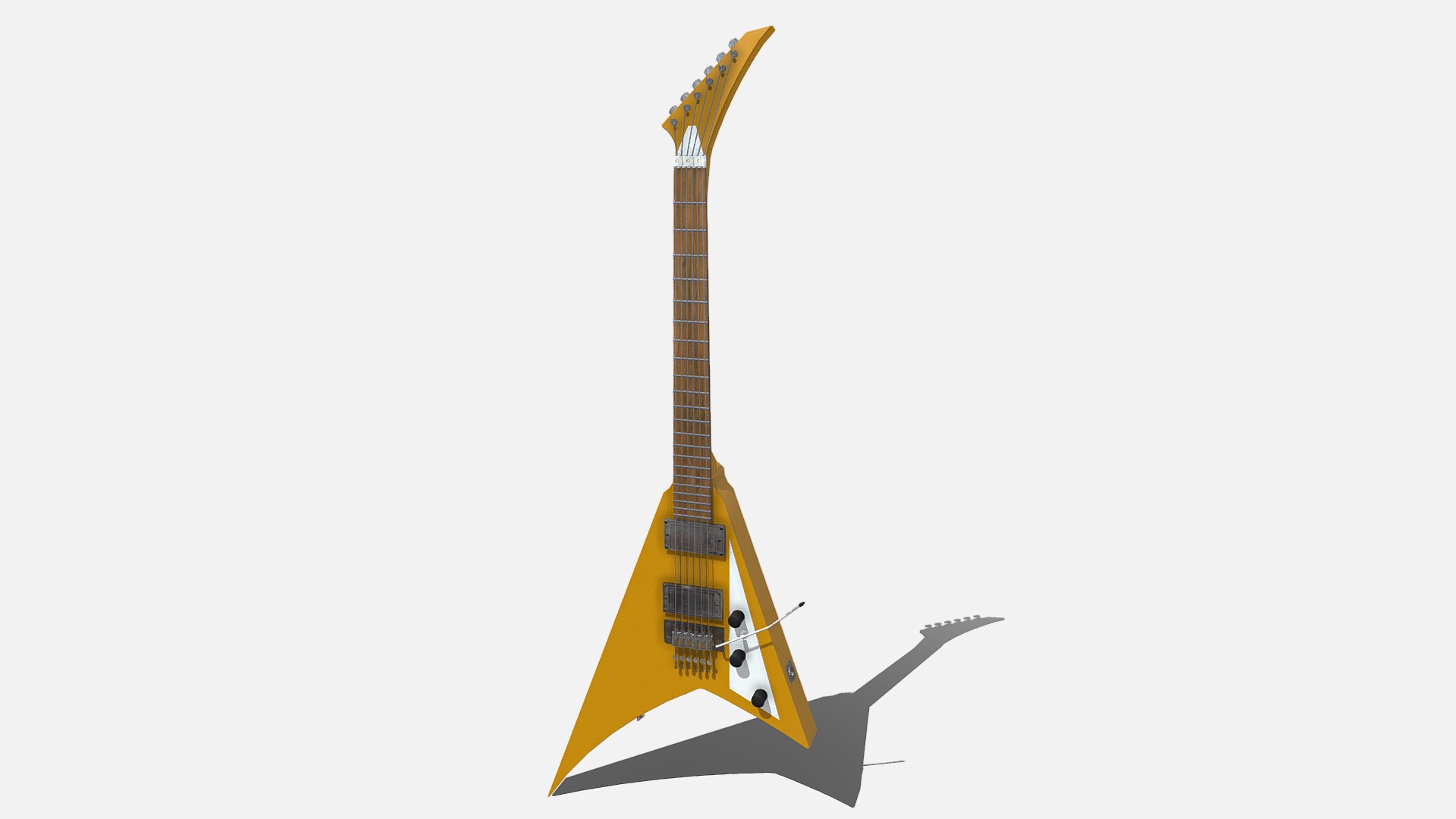 3D model Flying V - This is a 3D model of the Flying V. The 3D model is about a yellow and black guitar.