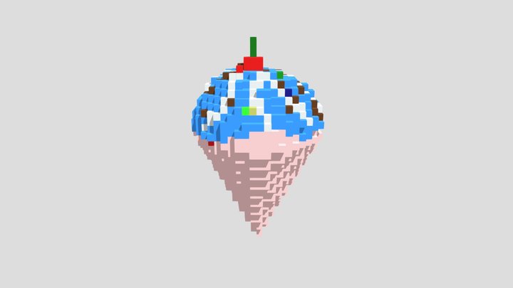 Blue Ice Cream Cone 3D Model