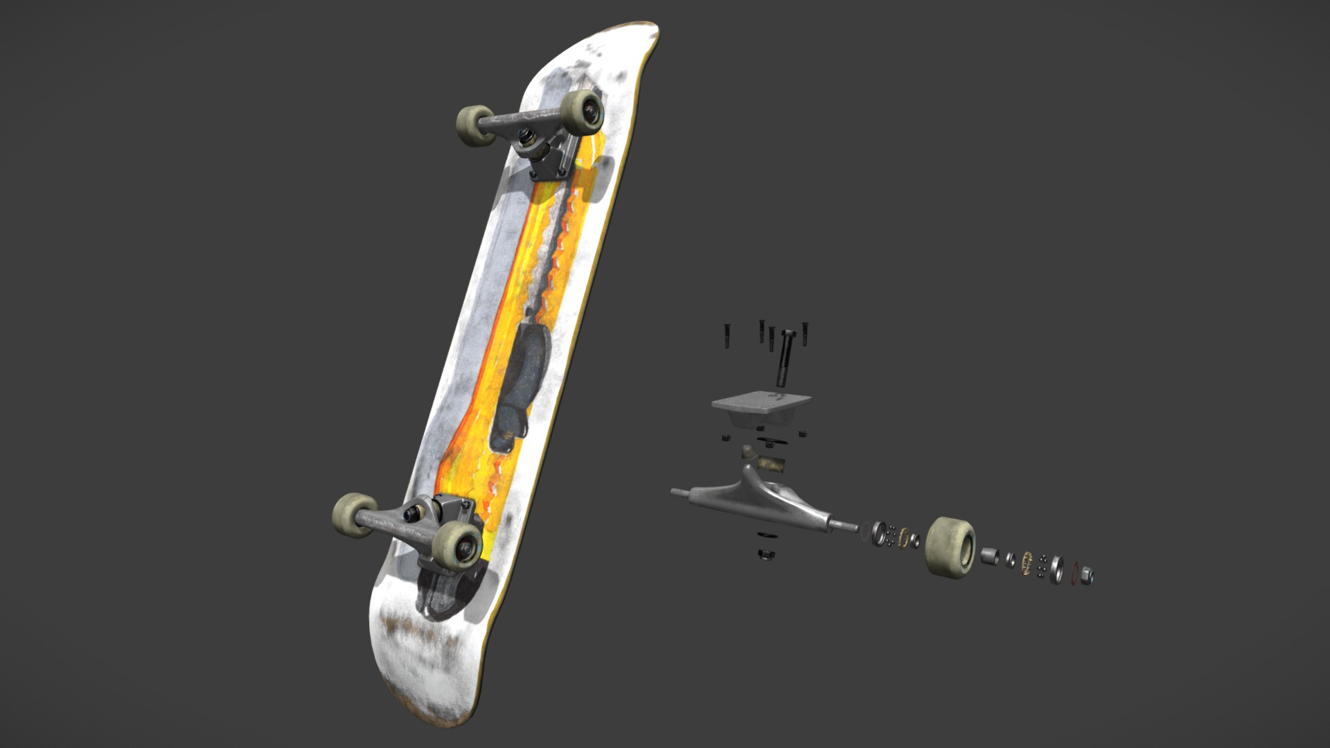 3D model Skateboard - This is a 3D model of the Skateboard. The 3D model is about a drone with a long handle.