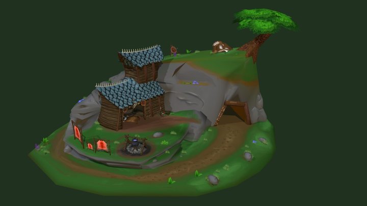 Viking Hunter's house in the hills 3D Model