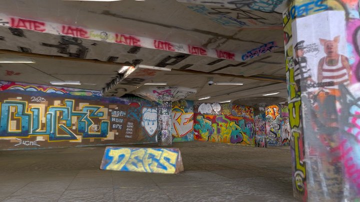 Southbank Skate Park Graffiti 3D Model