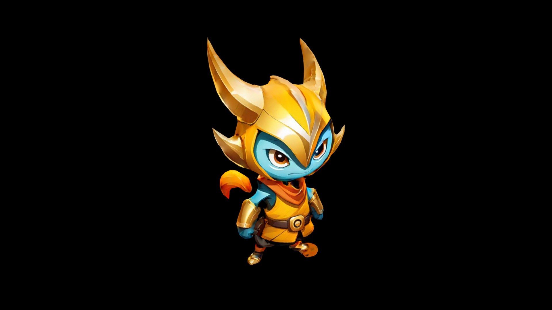 An orange-skinned character with golden horns, h - Download Free 3D ...