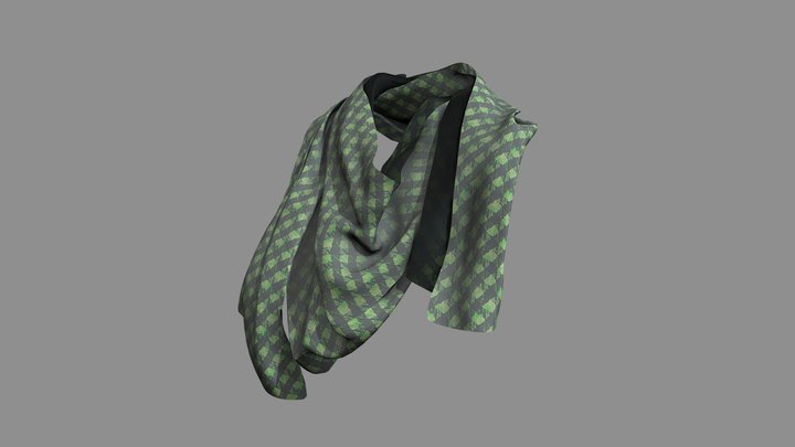 Green Loose Fabric Neck Scarf 3D Model