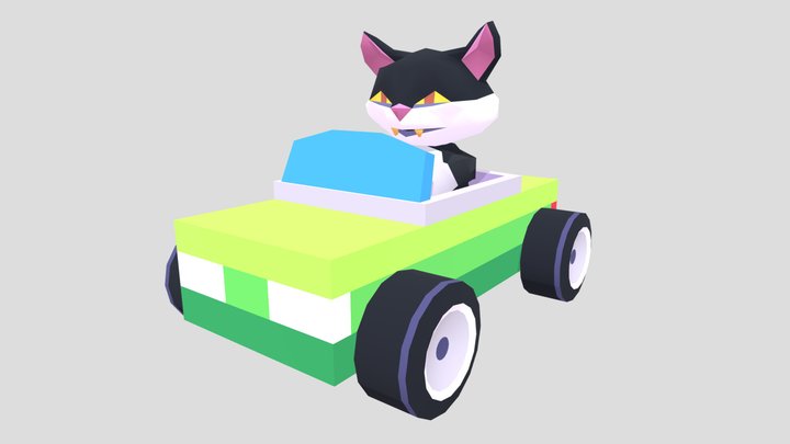Cat in a Kart 3D Model
