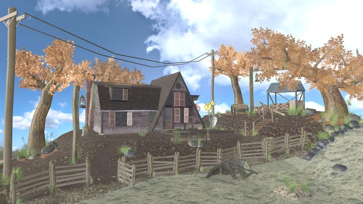 Autumn forest wooden house 3D Model