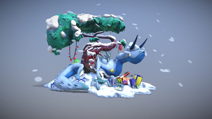 Christmas Dragon 3D Model