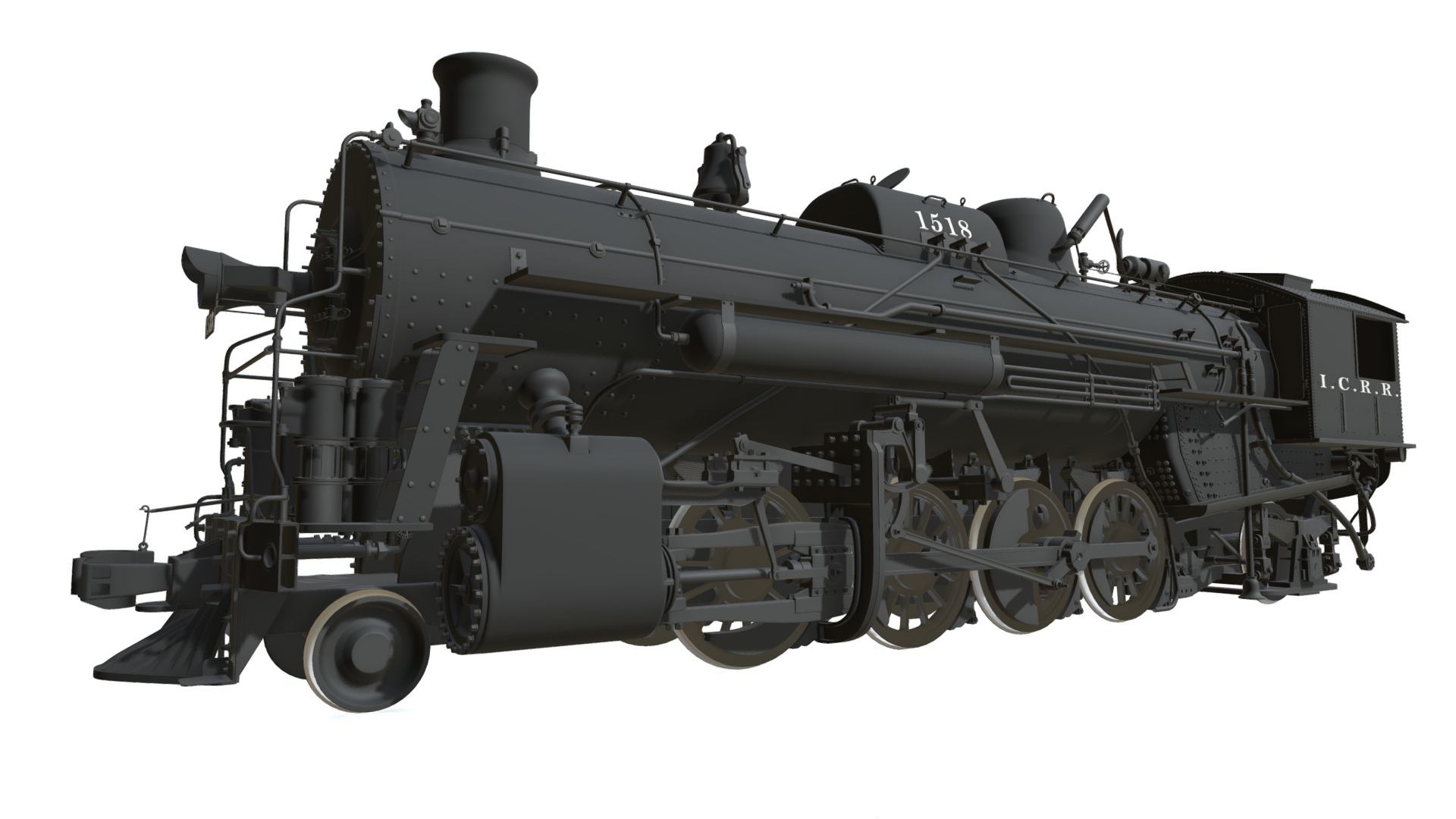 3D model Steam Locomotive Train - This is a 3D model of the Steam Locomotive Train. The 3D model is about a black tank with a person on top.