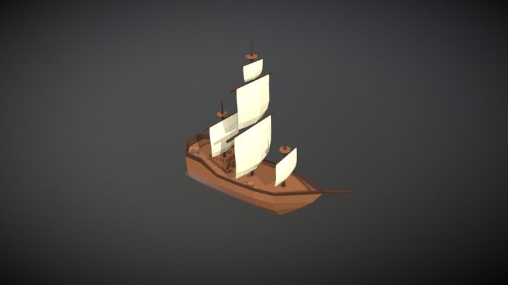 low poly boat 3D Model