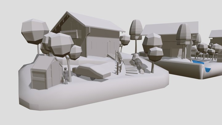 Grandma's House - Diorama and house blockout 3D Model