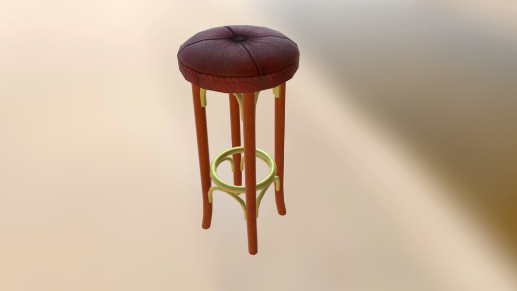 1920's Leather Bar Stool
