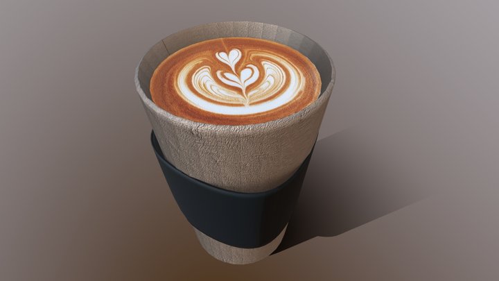 A cup of cappuccino coffee to go 3D Model