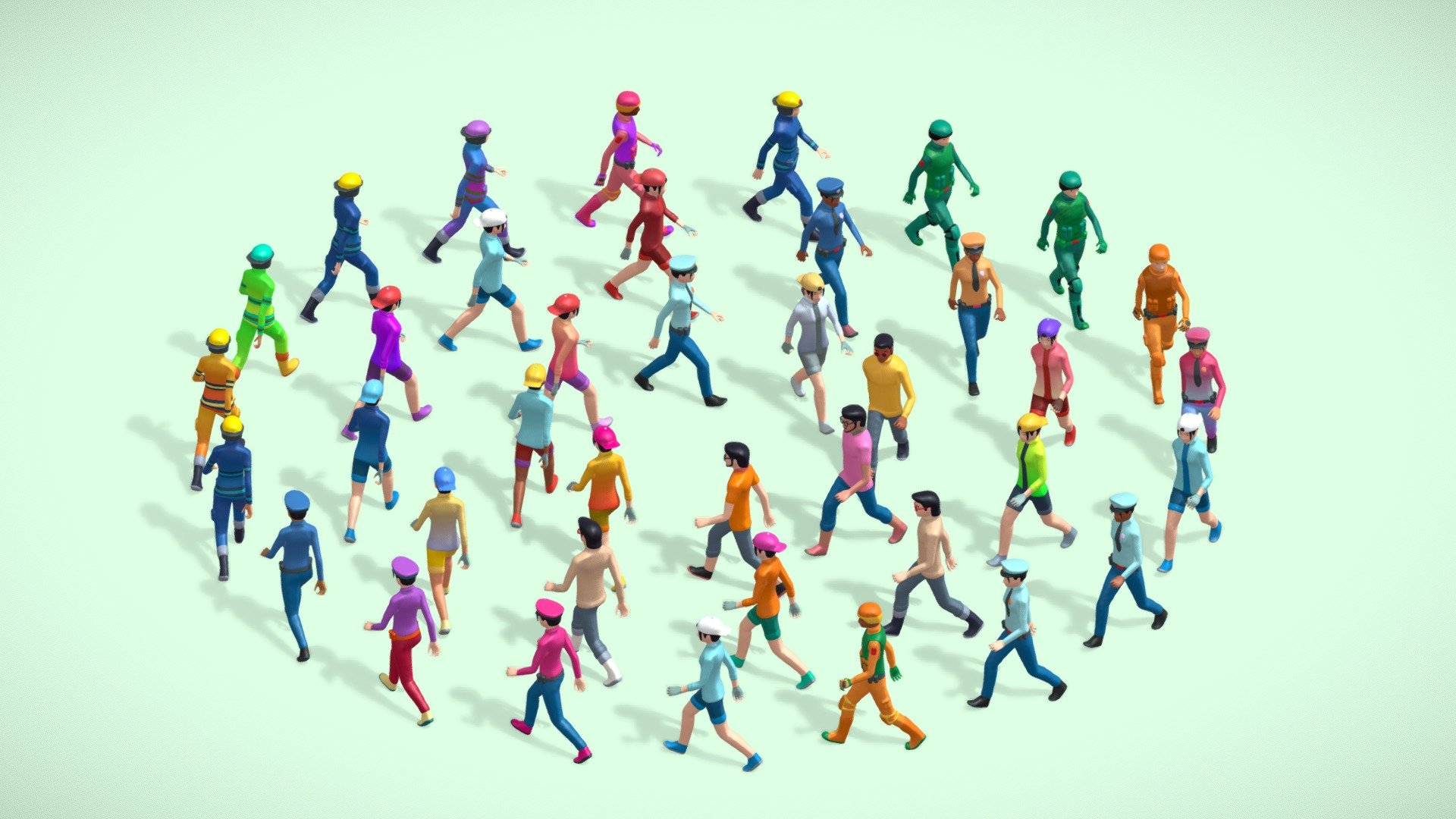 Cartoon Character Pack 3 - Low poly People Pack - Buy Royalty Free 3D