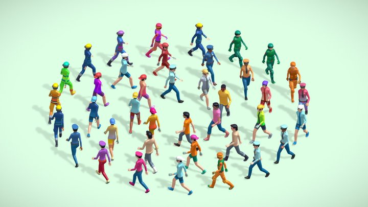 Cartoon Character Pack 3 - Low poly People Pack 3D Model