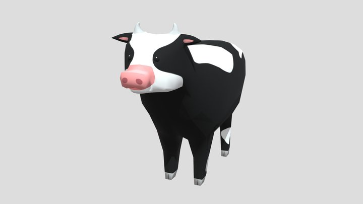 Low-Poly Animated Cow 3D Model