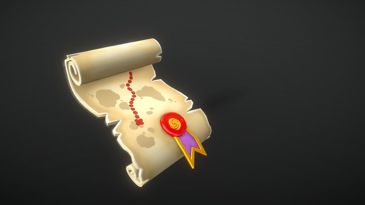 Stylized Treasure Map 3D Model