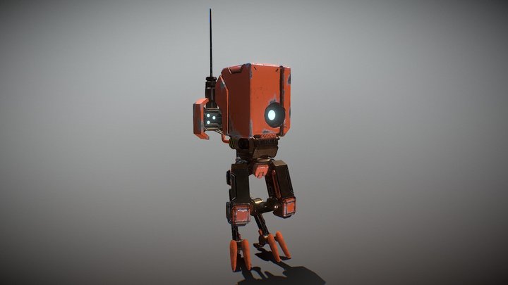 Orange Droid Robot 3D Model