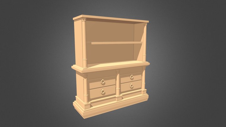 RPG Medieval Furniture Set 01 - Big Shelf 3D Model