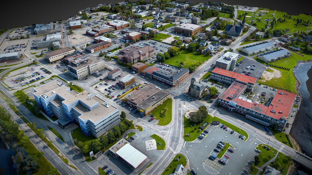 Small Canadian City Downtown 3d Model v2